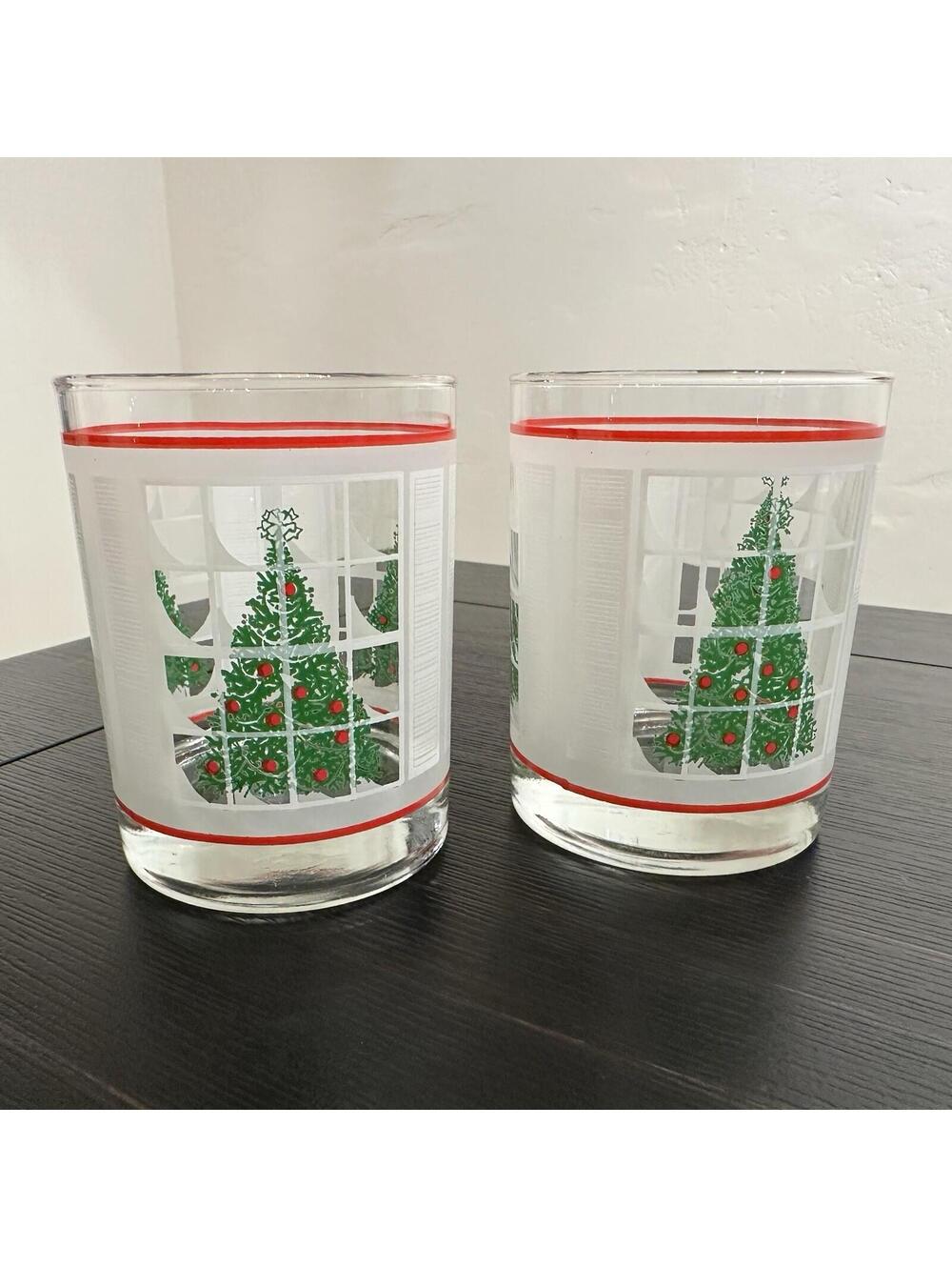 Waechtersbach Christmas Tree in Frosted Window Old Fashioned Glasses Lot Of 2